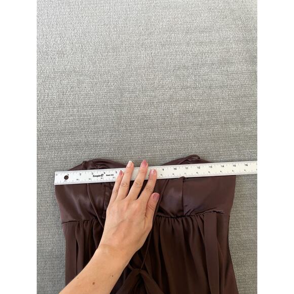 Vintage 90s Y2K Betsy & Adam Dress Women 8 Satin Halter Neck Prom Fishtail Brown - Picture 6 of 12